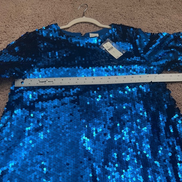 NWT new small Anthropologie Maeve Emmy short sleeve swing dress blue sequin - Picture 17 of 17